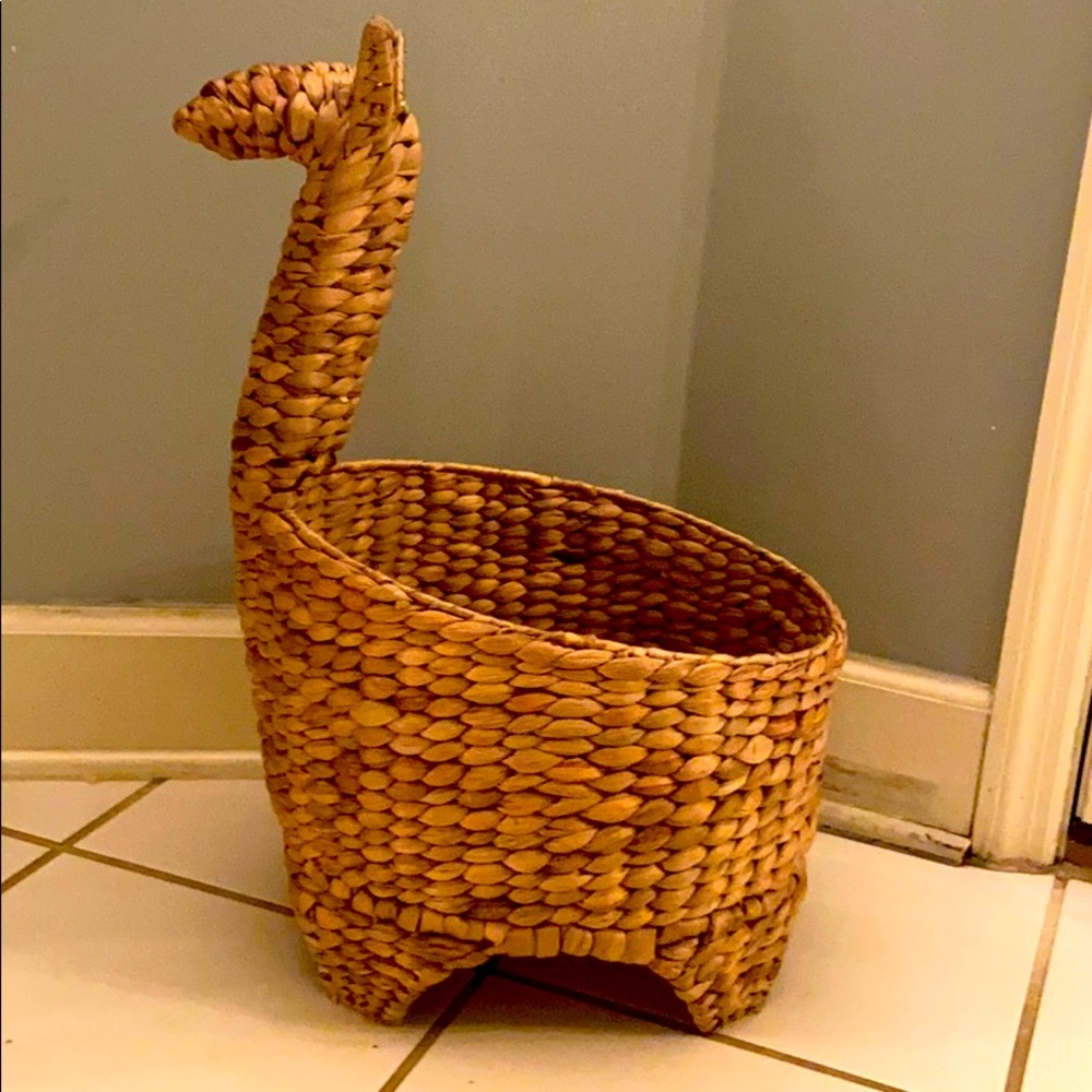 A llama basket cream and tan colored home decor